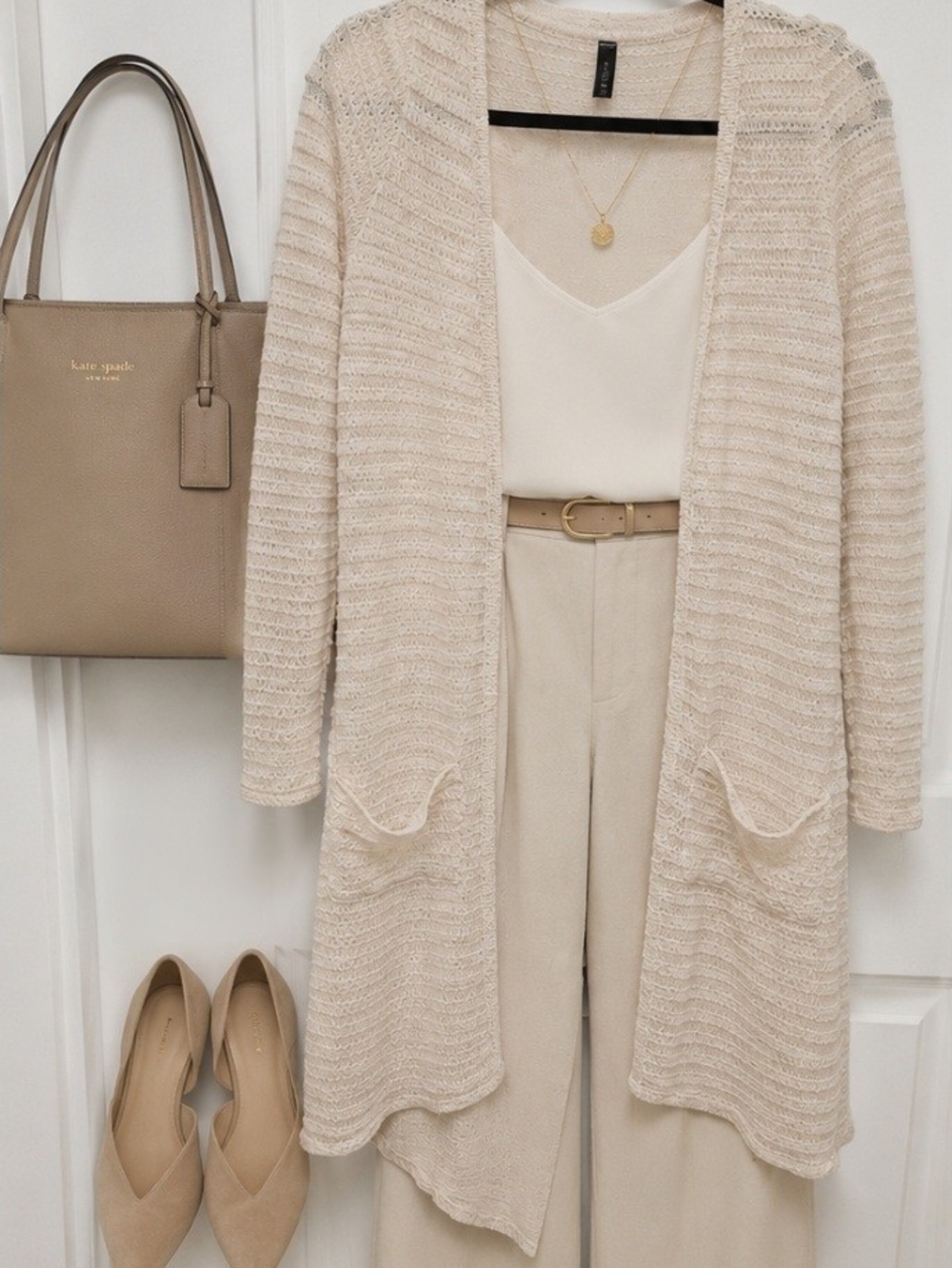 Neutral Beige Knit Duster Cardigan